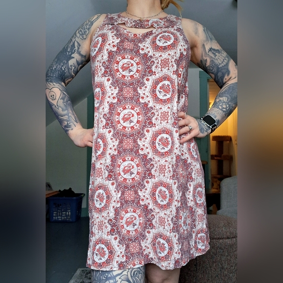 Aeropostale Dresses & Skirts - Aeropostale Burgundy Paisley Cutout Neckline Casual Boho Mini Dress